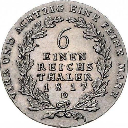 Reverso 1/6 tálero 1817 D "Tipo 1809-1818" - valor de la moneda de plata - Prusia, Federico Guillermo III
