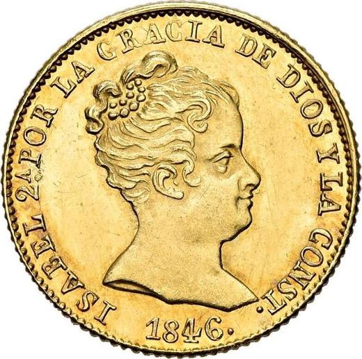 Аверс монеты - 80 реалов 1846 года B PS - цена золотой монеты - Испания, Изабелла II