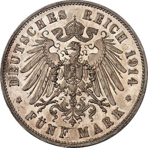 Reverso Pruebas 5 marcos 1914 "Anhalt" Bodas de plata Sin marca de ceca - valor de la moneda de plata - Alemania, Imperio alemán