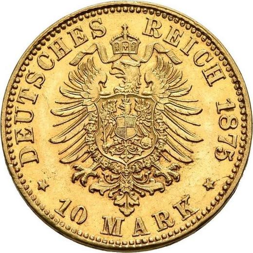 Reverso 10 marcos 1875 H "Hessen" - valor de la moneda de oro - Alemania, Imperio alemán
