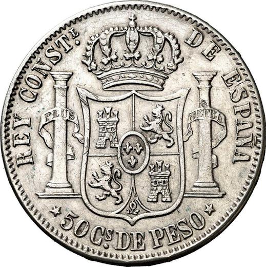 Rewers monety - 50 centavos 1882 - cena srebrnej monety - Filipiny, Alfons XII