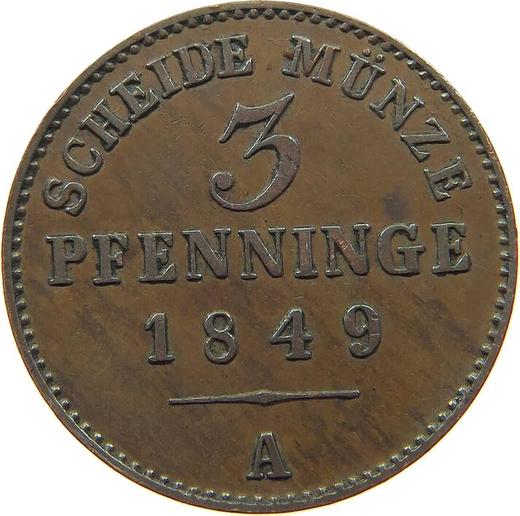 Reverso 3 Pfennige 1849 A - valor de la moneda  - Prusia, Federico Guillermo IV