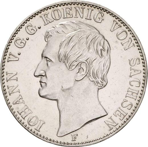 Аверс монеты - Талер 1857 года F - цена серебряной монеты - Саксония-Альбертина, Иоганн