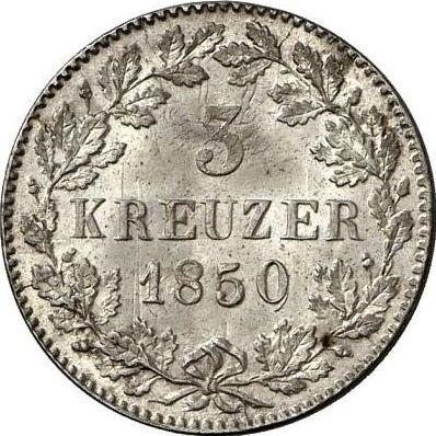 Реверс монеты - 3 крейцера 1850 года - цена серебряной монеты - Вюртемберг, Вильгельм I