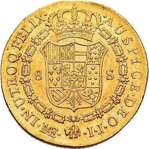 Rewers monety - 8 escudo 1801 IJ - cena złotej monety - Peru, Karol IV