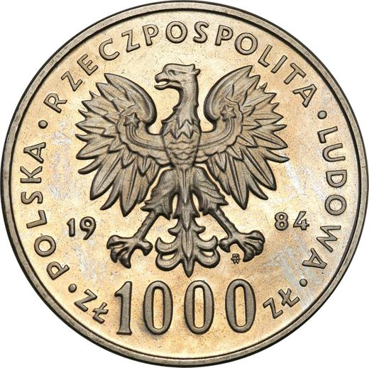 Аверс монеты - Пробные 1000 злотых 1984 года MW "Винценты Витос" Никель - цена  монеты - Польша, Народная Республика
