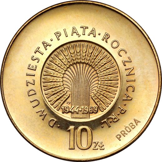 Awers monety - PRÓBA 10 złotych 1969 MW JJ "XXX lat PRL" Złoto - cena złotej monety - Polska, PRL