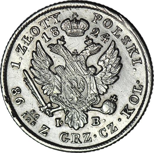Реверс монеты - 1 злотый 1824 года IB "Малая голова" - цена серебряной монеты - Польша, Царство Польское