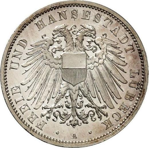 Аверс монеты - 3 марки 1908 года A "Любек" - цена серебряной монеты - Германия, Германская Империя