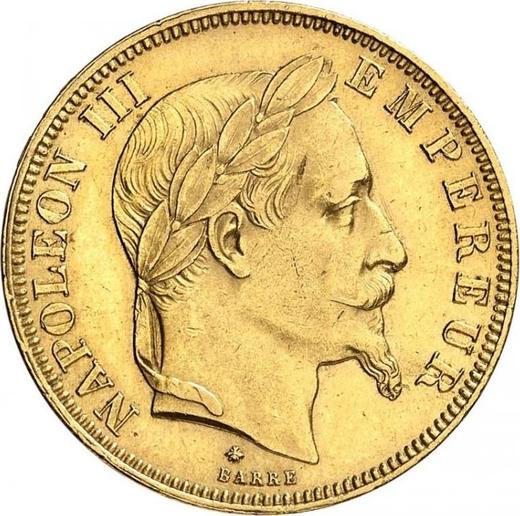 Аверс монеты - 50 франков 1868 года A "Тип 1862-1868" Париж - цена золотой монеты - Франция, Наполеон III
