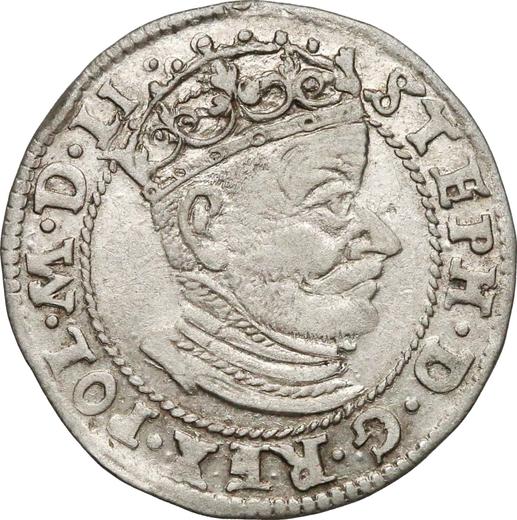 Obverse 1 Grosz 1580 "Lithuania" Without shields - Silver Coin Value - Poland, Stephen Bathory
