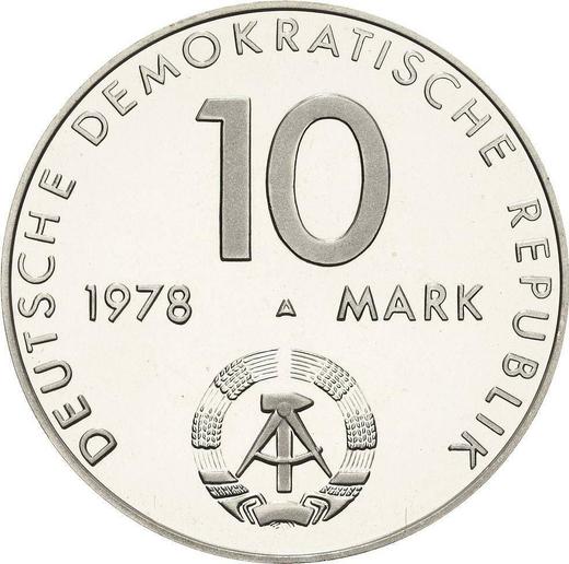 Reverso 10 marcos 1978 A "Viaje espacial" - valor de la moneda  - Alemania, República Democrática Alemana (RDA)