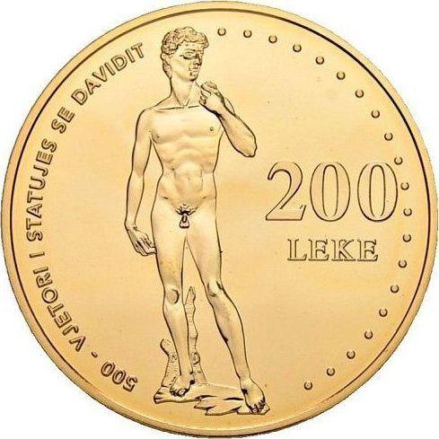Awers monety - 200 leków 2001 "Dawid" - cena złotej monety - Albania, Nowoczesna Republika