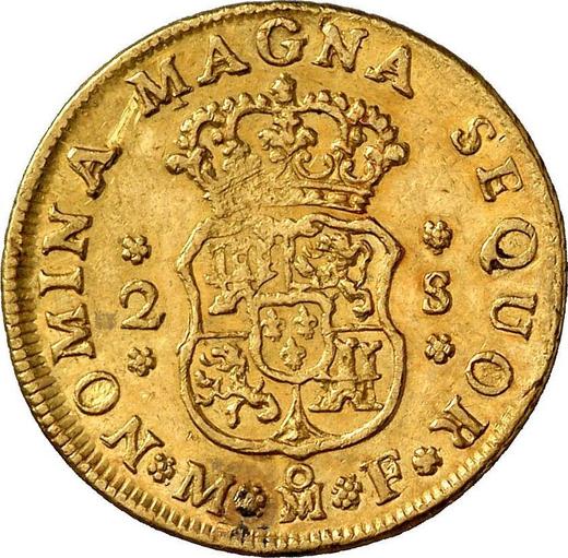 Reverso 2 escudos 1749 Mo MF - valor de la moneda de oro - México, Fernando VI