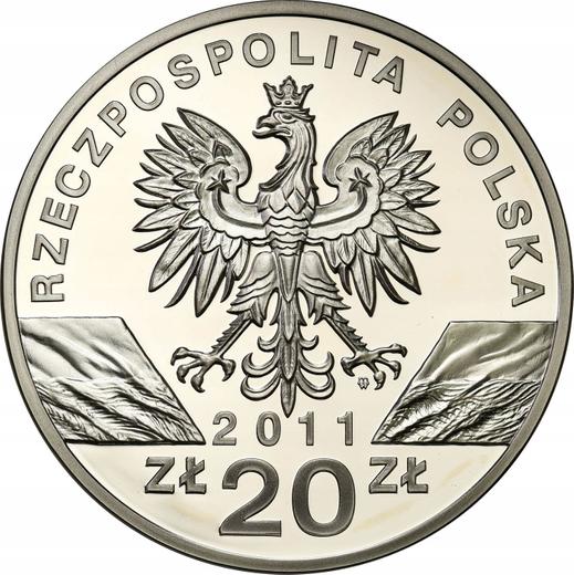 Аверс монеты - 20 злотых 2011 года MW "Барсук" - цена серебряной монеты - Польша, III Республика после деноминации