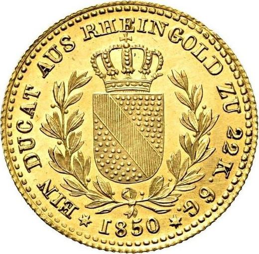 Rewers monety - Dukat 1850 - cena złotej monety - Badenia, Leopold