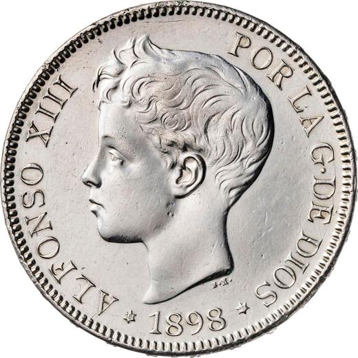 Аверс монеты - 5 песет 1898 года SGV - цена серебряной монеты - Испания, Альфонсо XIII
