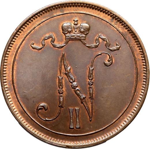 Аверс монеты - 10 пенни 1905 года - цена  монеты - Финляндия, Великое княжество