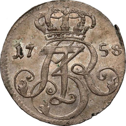 Аверс монеты - Трояк (3 гроша) 1758 года "Гданьский" - цена серебряной монеты - Польша, Август III