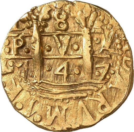 Reverse 8 Escudos 1747 L V - Gold Coin Value - Peru, Ferdinand VI