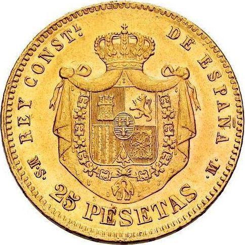 Reverse 25 Pesetas 1885 MSM - Spain, Alfonso XII