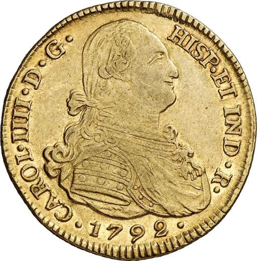 Аверс монеты - 4 эскудо 1792 года P JF - цена золотой монеты - Колумбия, Карл IV
