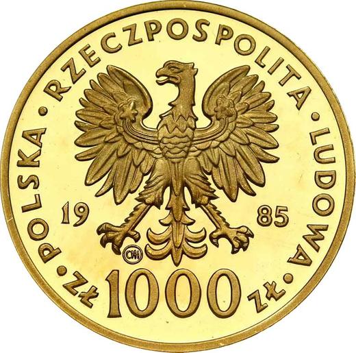 Аверс монеты - 1000 злотых 1985 года CHI SW "Иоанн Павел II" Золото - цена золотой монеты - Польша, Народная Республика