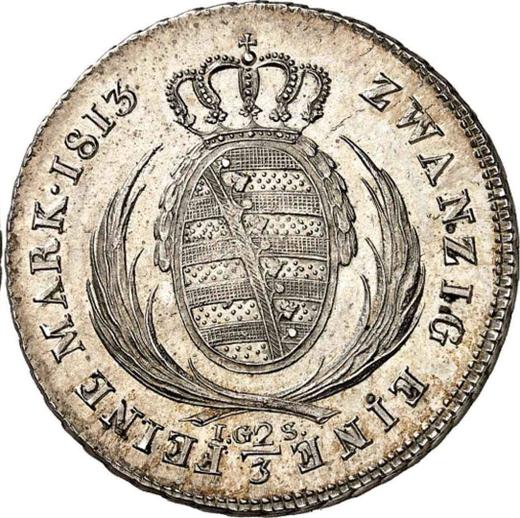 Reverso 2/3 táleros 1813 I.G.S. - valor de la moneda de plata - Sajonia, Federico Augusto I