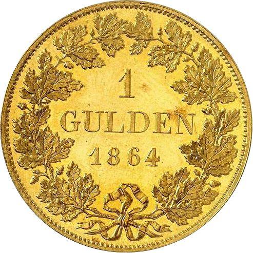 Реверс монеты - 1 гульден 1864 года Золото - цена золотой монеты - Бавария, Людвиг II