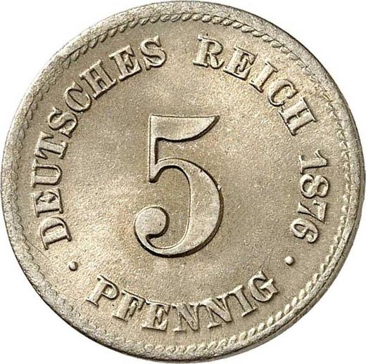 Anverso 5 Pfennige 1876 H "Tipo 1874-1889" - valor de la moneda  - Alemania, Imperio alemán