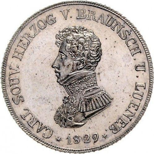Аверс монеты - Пробный 1 гульден 1829 года CvC - цена серебряной монеты - Брауншвейг-Вольфенбюттель, Карл II