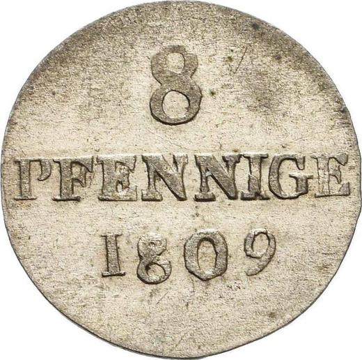 Реверс монеты - 8 пфеннигов 1809 года H - цена серебряной монеты - Саксония-Альбертина, Фридрих Август I