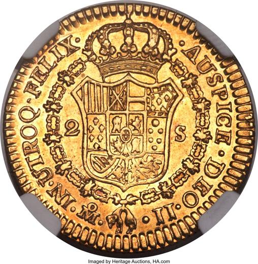 Реверс монеты - 2 эскудо 1820 года Mo JJ - цена золотой монеты - Мексика, Фердинанд VII