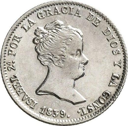 Аверс монеты - 1 реал 1839 года M CL - цена серебряной монеты - Испания, Изабелла II