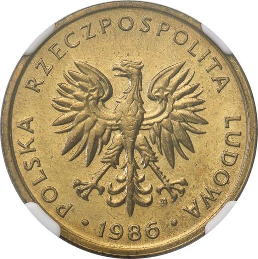 Anverso 5 eslotis 1986 MW - valor de la moneda  - Polonia, República Popular