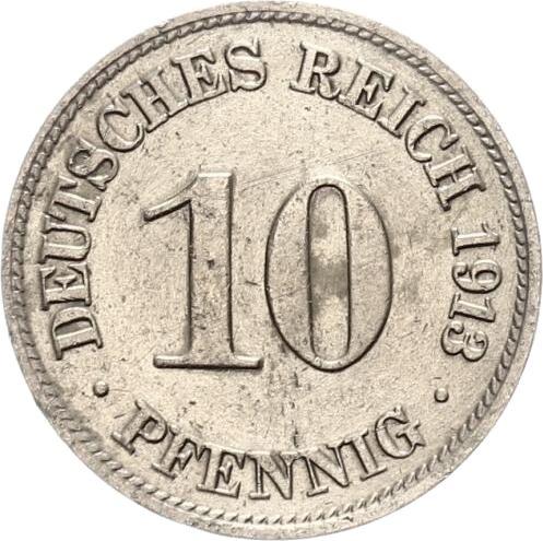 Аверс монеты - 10 пфеннигов 1913 года D "Тип 1890-1916" - цена  монеты - Германия, Германская Империя