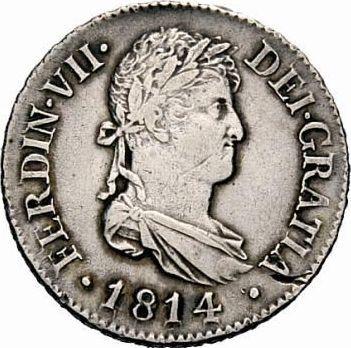 Аверс монеты - 2 реала 1814 года M GJ "Тип 1810-1833" - цена серебряной монеты - Испания, Фердинанд VII
