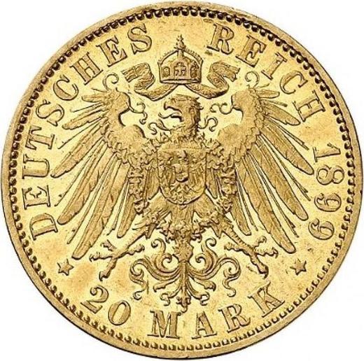 Реверс монеты - 20 марок 1899 года A "Гессен" - цена золотой монеты - Германия, Германская Империя