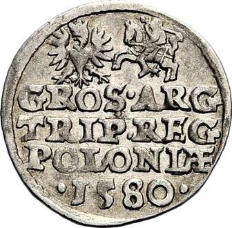 Reverso Trojak (3 groszy) 1580 "Cabeza grande" Sin valor nominal - valor de la moneda de plata - Polonia, Esteban I Báthory