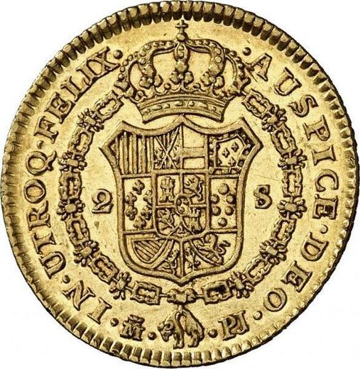 Reverse 2 Escudos 1774 M PJ - Gold Coin Value - Spain, Charles III