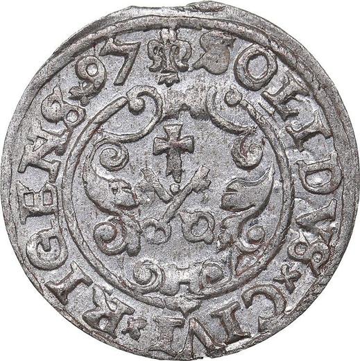 Реверс монеты - Шеляг 1597 года "Рига" - цена серебряной монеты - Польша, Сигизмунд III Ваза