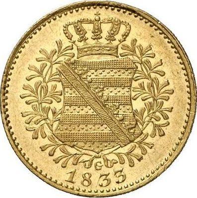 Rewers monety - Dukat 1833 G - cena złotej monety - Saksonia-Albertyna, Antoni