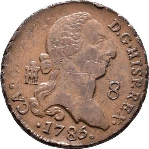 Аверс монеты - 8 мараведи 1786 года - цена  монеты - Испания, Карл III