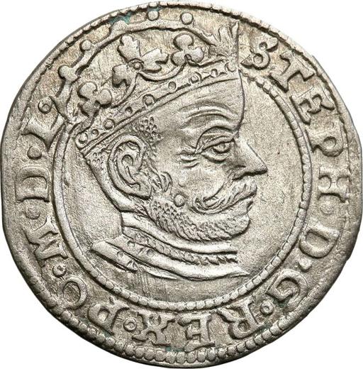 Awers monety - 1 grosz 1581 "Ryga" Herby Polski i Litwy - cena srebrnej monety - Polska, Stefan Batory