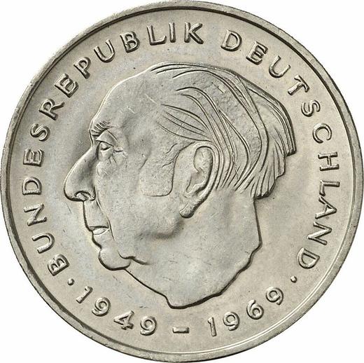 Аверс монеты - 2 марки 1975 года D "Теодор Хойс" - цена  монеты - Германия, ФРГ