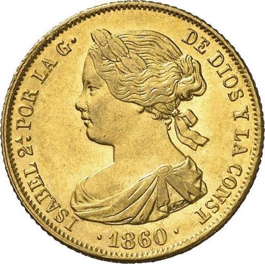 Anverso 100 reales 1860 Estrellas de seis puntas - valor de la moneda de oro - España, Isabel II