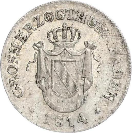 Awers monety - 6 krajcarów 1814 - cena srebrnej monety - Badenia, Karol Ludwik