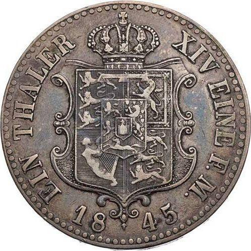Reverso Tálero 1845 A - valor de la moneda de plata - Hannover, Ernesto Augusto 