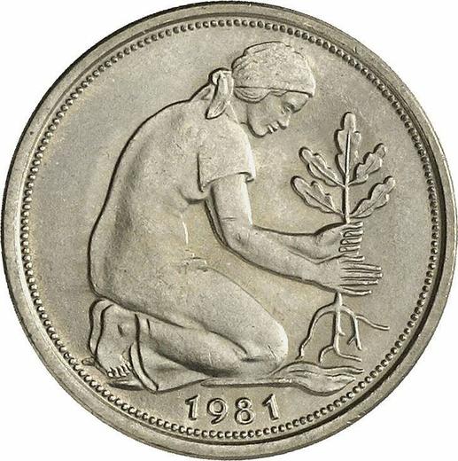 Реверс монеты - 50 пфеннигов 1981 года F - цена  монеты - Германия, ФРГ