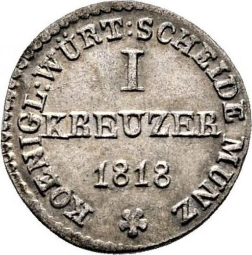 Реверс монеты - 1 крейцер 1818 года - цена серебряной монеты - Вюртемберг, Вильгельм I